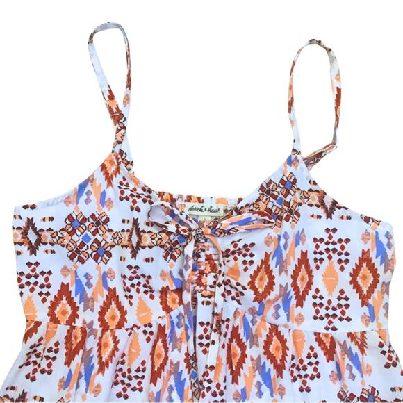 Western Print Sleeveless Short Dress Tribal Native Orange White Small Sundress - Picture 3 of 10